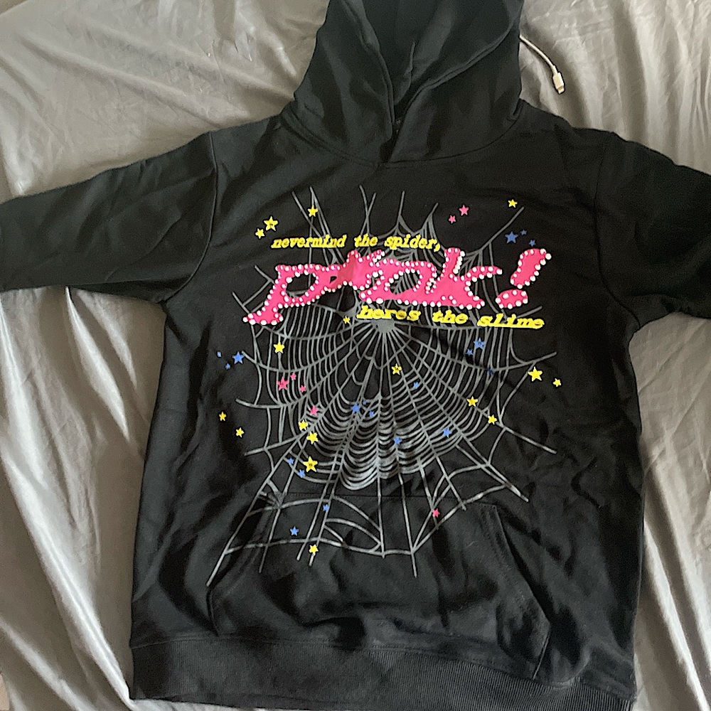 Black Heavy Cotton Sp5der World Wide hoodie.